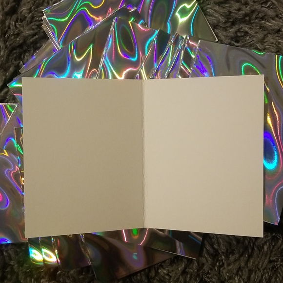 50 Holographic Blank Cards / Thankyou Cards - Picture 4 of 4